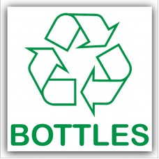 1 x Bottles Recycling Bin Adhesive Sticker-Recycle Logo Sign-Environment Label